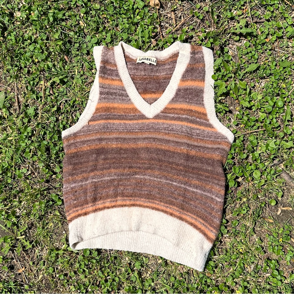 Brown Striped Women's Vest